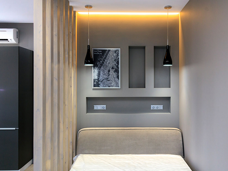 Дизайн спальни со светильниками